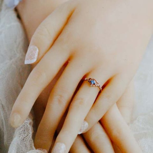 Gold Vermeil Sapphire Blue Tiara Crown Ring - Picture 6 of 6